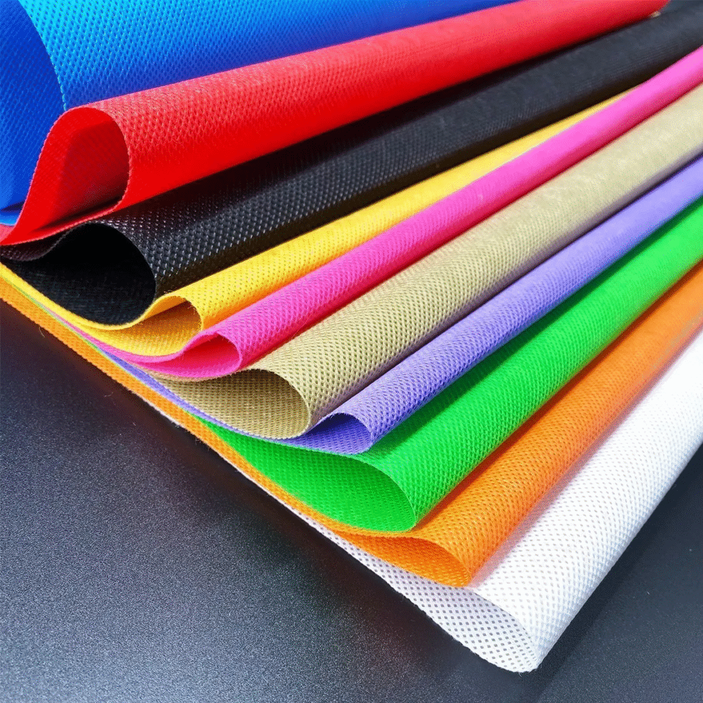 A collection of colorful non-woven fabrics used for different layers of face masks